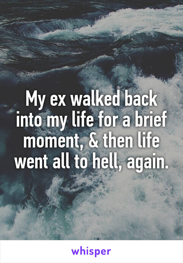My ex walked back into my life for a brief moment, & then life went all to hell, again.