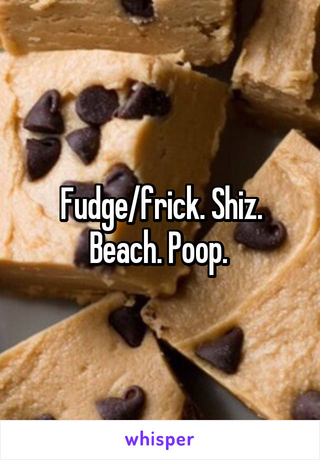 Fudge/frick. Shiz. Beach. Poop. 