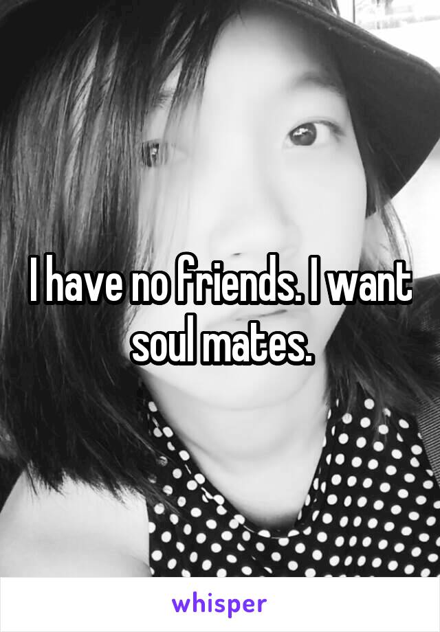 I have no friends. I want soul mates.
