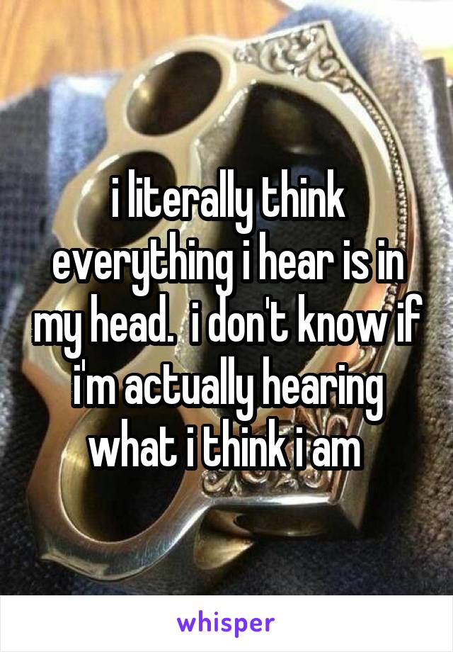 i literally think everything i hear is in my head.  i don't know if i'm actually hearing what i think i am 