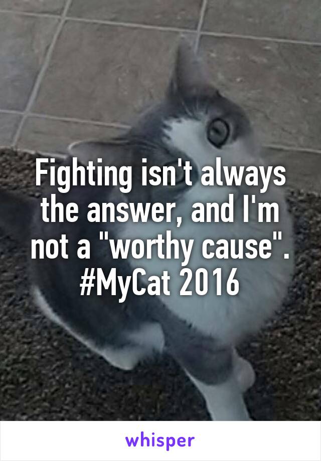Fighting isn't always the answer, and I'm not a "worthy cause".
#MyCat 2016