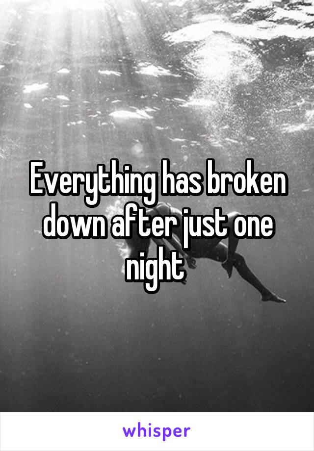 Everything has broken down after just one night 