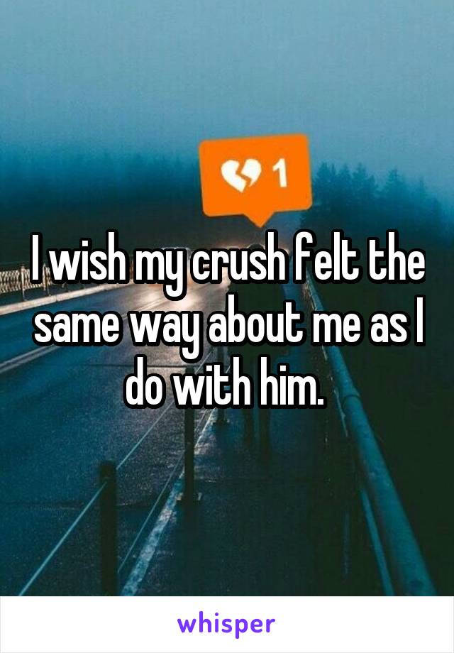 I wish my crush felt the same way about me as I do with him. 