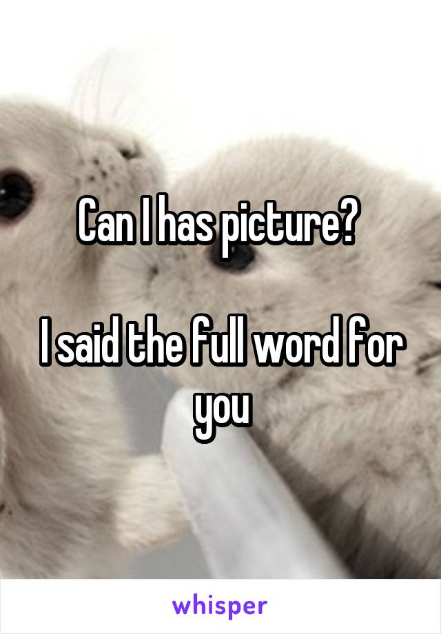 Can I has picture? 

I said the full word for you
