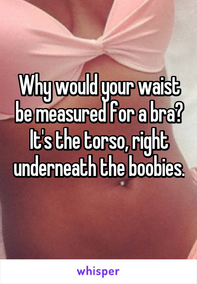 Why would your waist be measured for a bra? It's the torso, right underneath the boobies. 