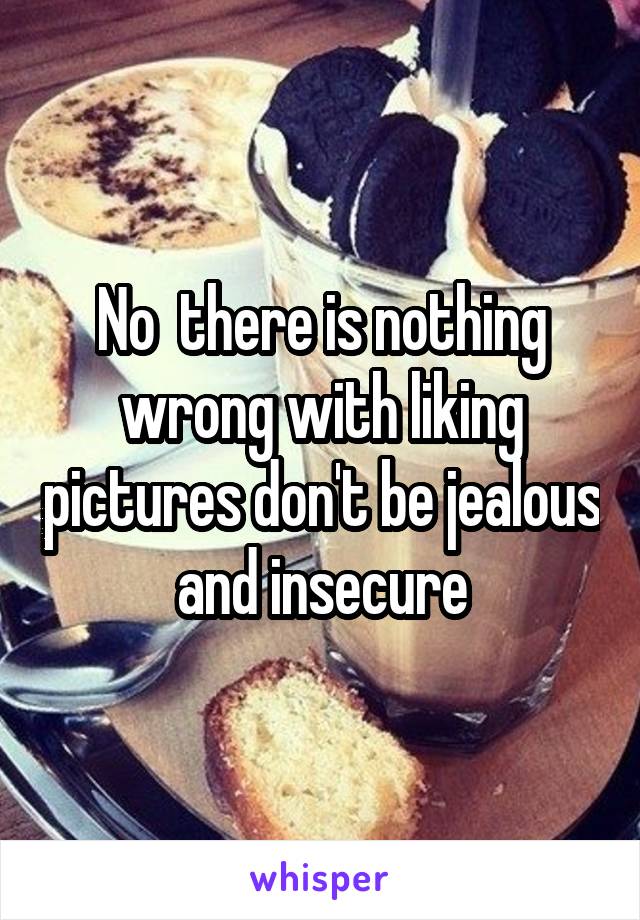 No  there is nothing wrong with liking pictures don't be jealous and insecure