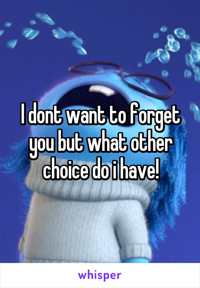 I dont want to forget you but what other choice do i have!