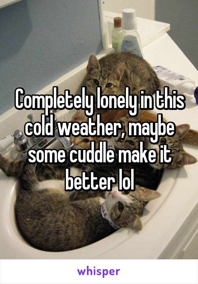 Completely lonely in this cold weather, maybe some cuddle make it better lol