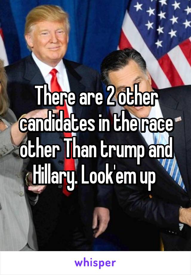 There are 2 other candidates in the race other Than trump and Hillary. Look'em up 