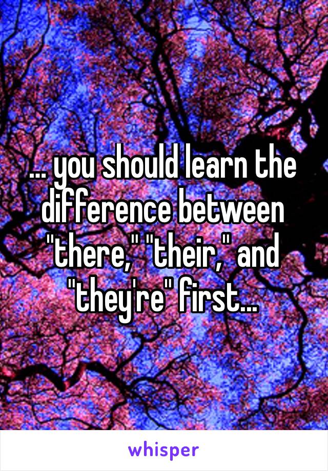 … you should learn the difference between "there," "their," and "they're" first... 