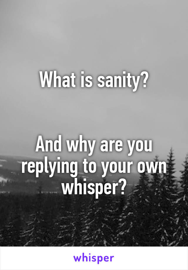 What is sanity?


And why are you replying to your own whisper?