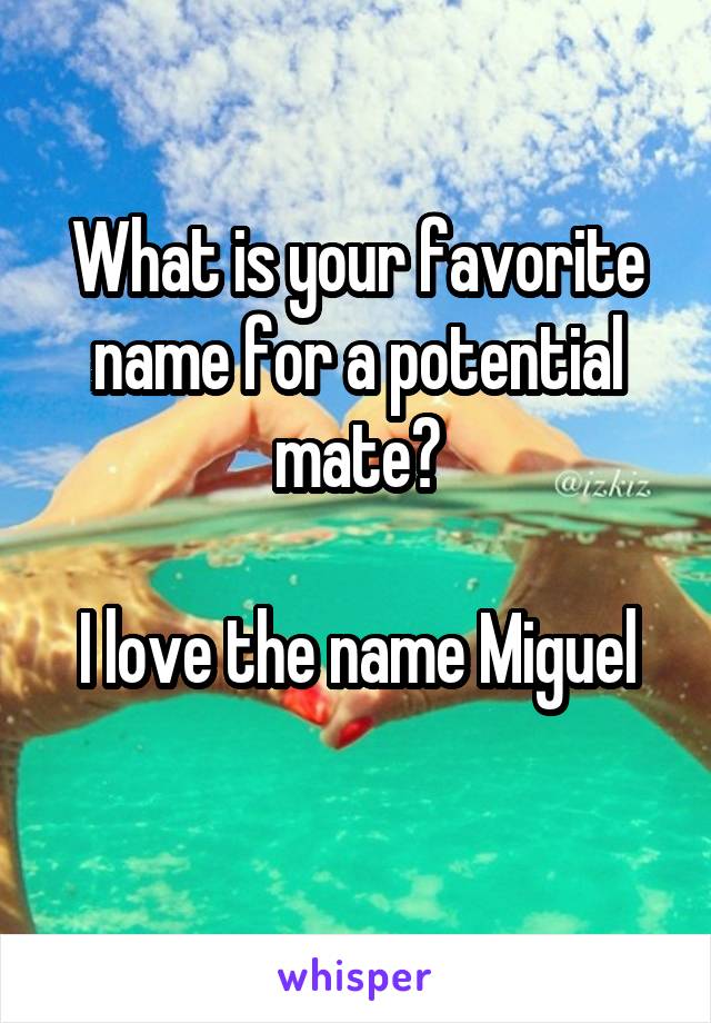 What is your favorite name for a potential mate?

I love the name Miguel
