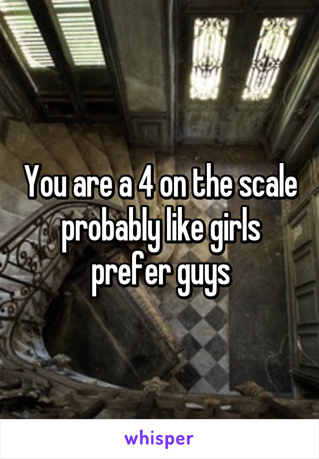 You are a 4 on the scale probably like girls prefer guys