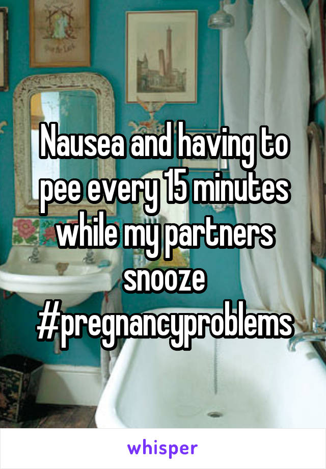 Nausea and having to pee every 15 minutes while my partners snooze #pregnancyproblems
