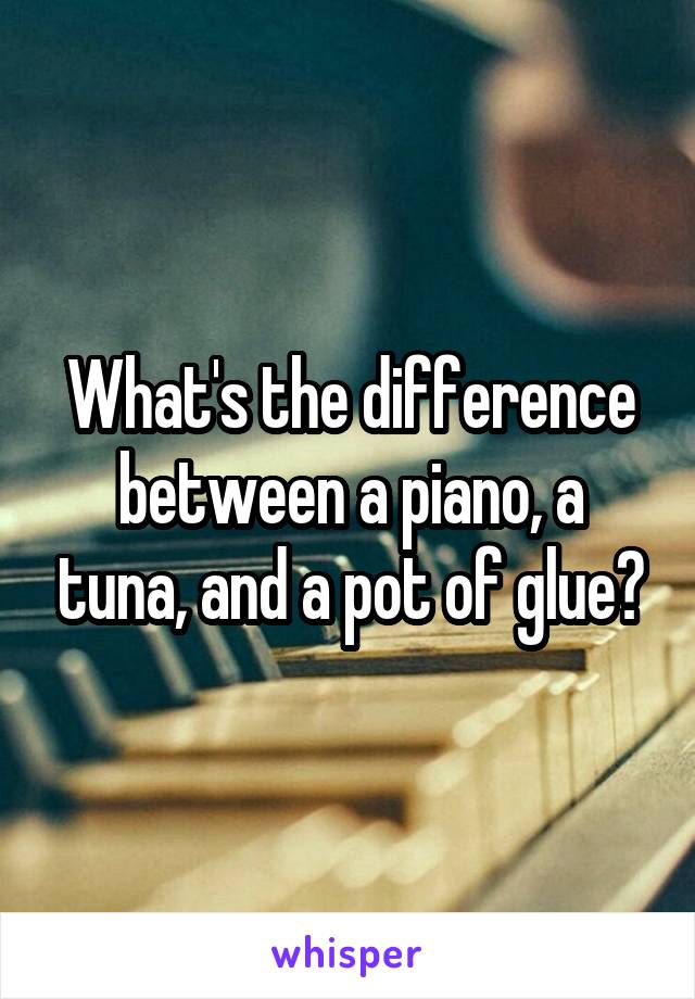 What's the difference between a piano, a tuna, and a pot of glue?