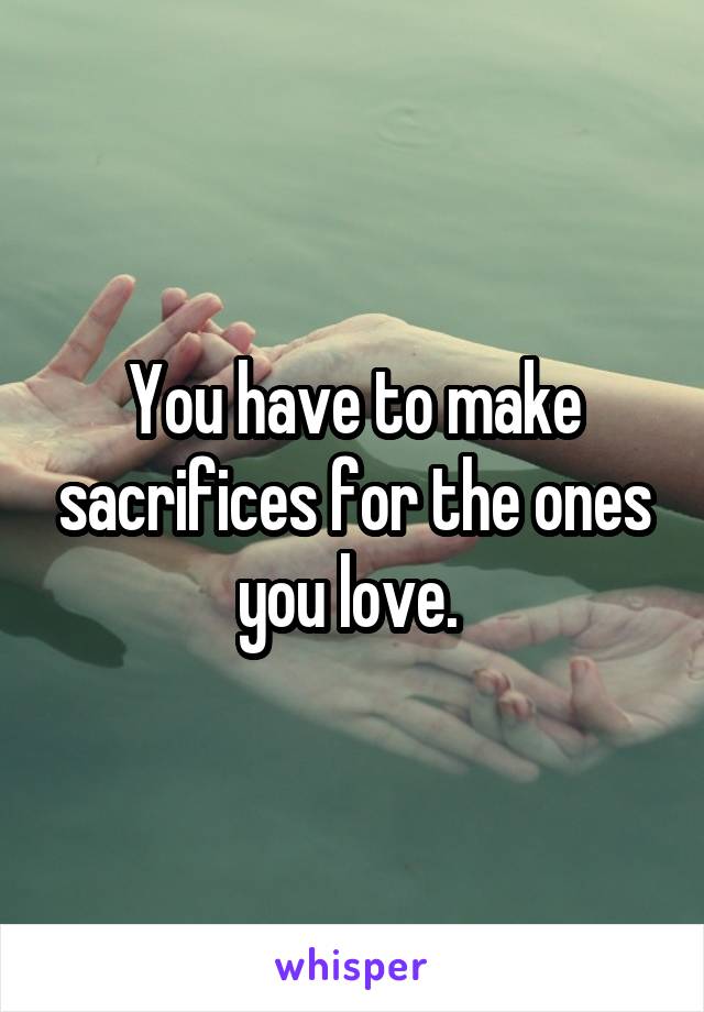 You have to make sacrifices for the ones you love. 
