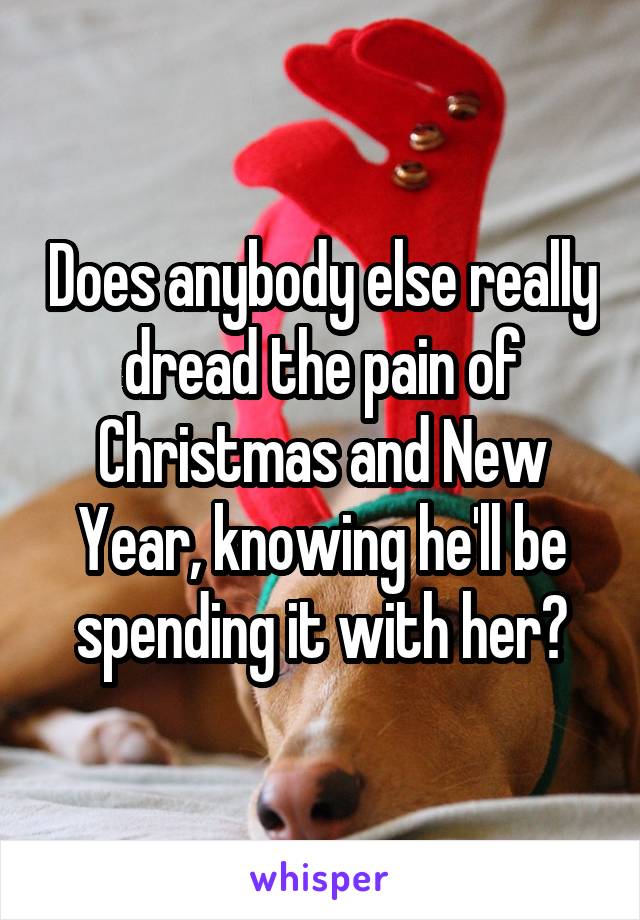 Does anybody else really dread the pain of Christmas and New Year, knowing he'll be spending it with her?