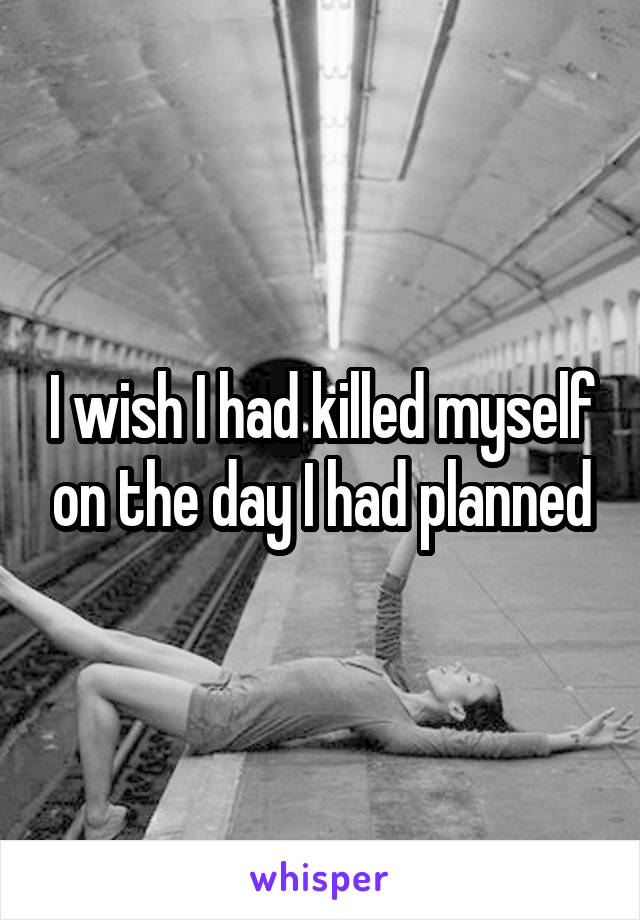 I wish I had killed myself on the day I had planned