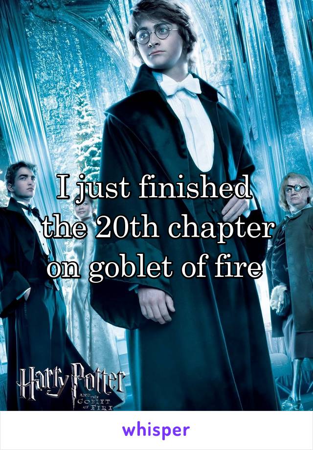 I just finished 
the 20th chapter on goblet of fire 
