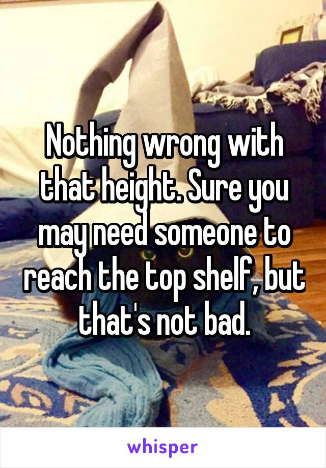 Nothing wrong with that height. Sure you may need someone to reach the top shelf, but that's not bad.