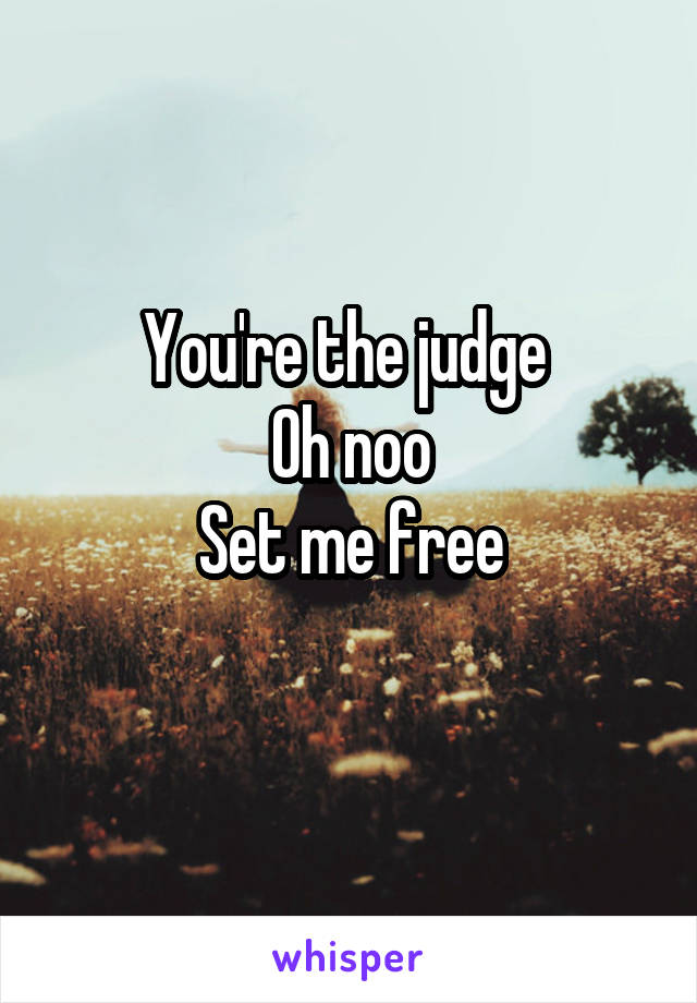 You're the judge 
Oh noo
Set me free
