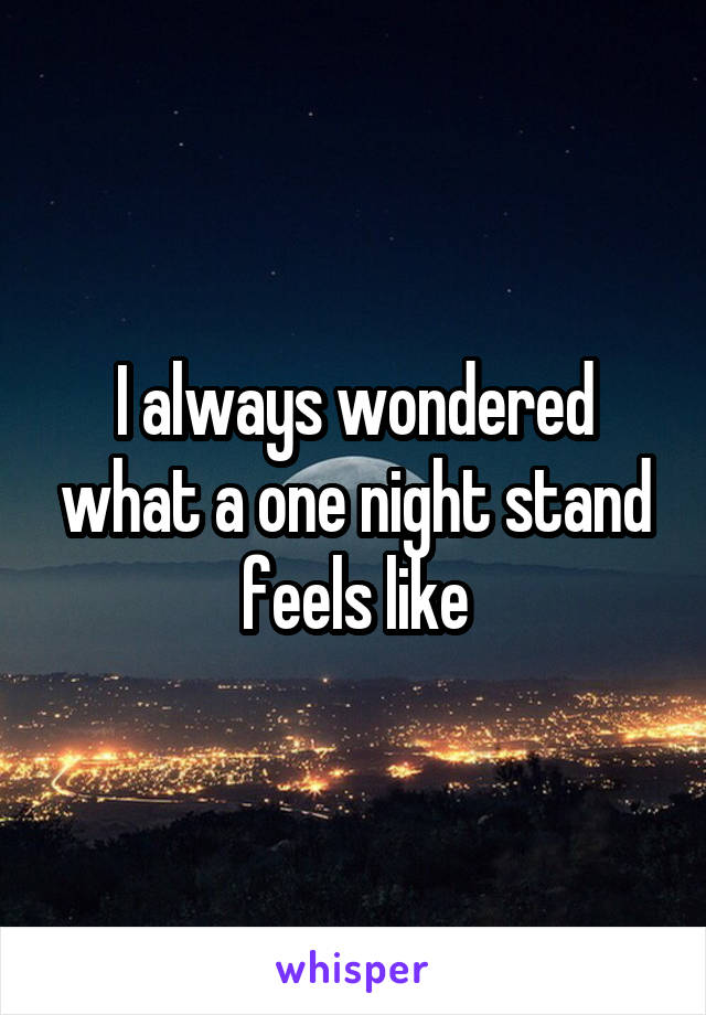 I always wondered what a one night stand feels like