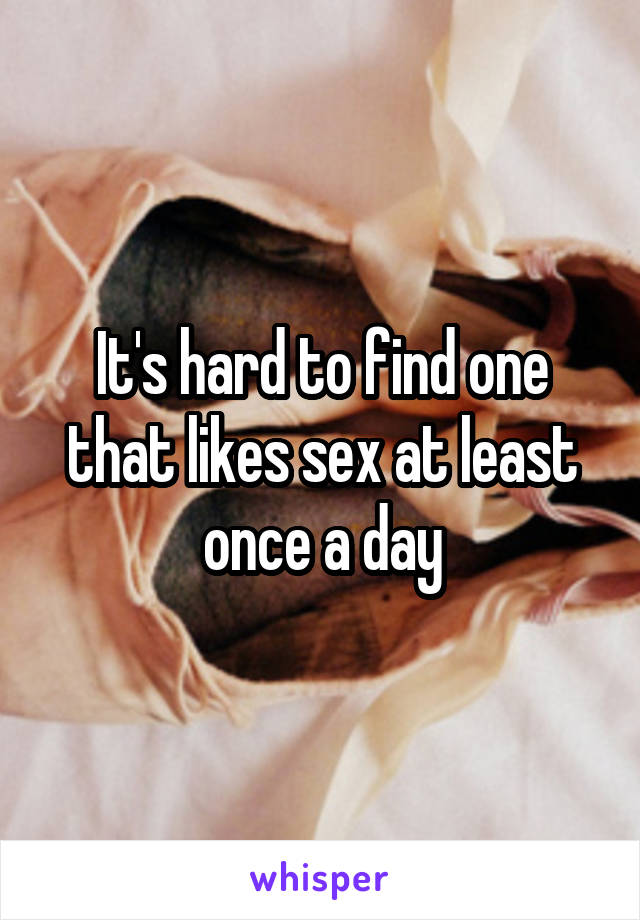 It's hard to find one that likes sex at least once a day