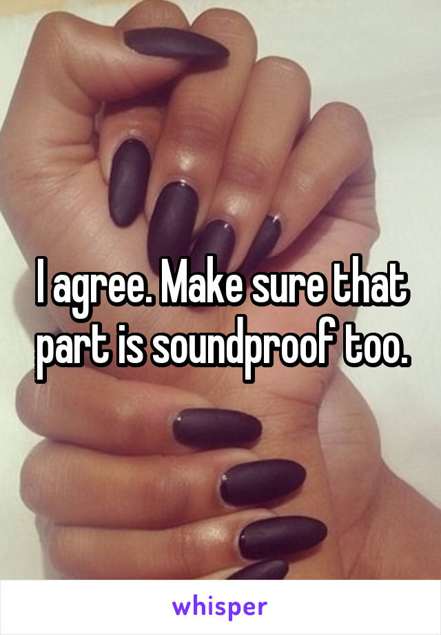 I agree. Make sure that part is soundproof too.
