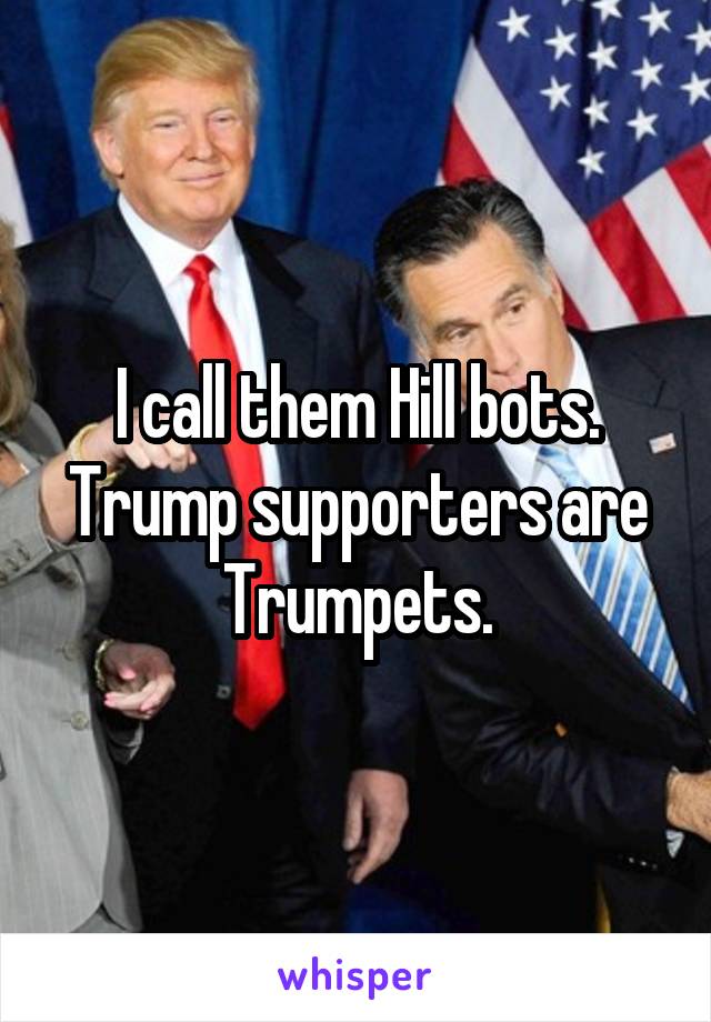 I call them Hill bots. Trump supporters are Trumpets.