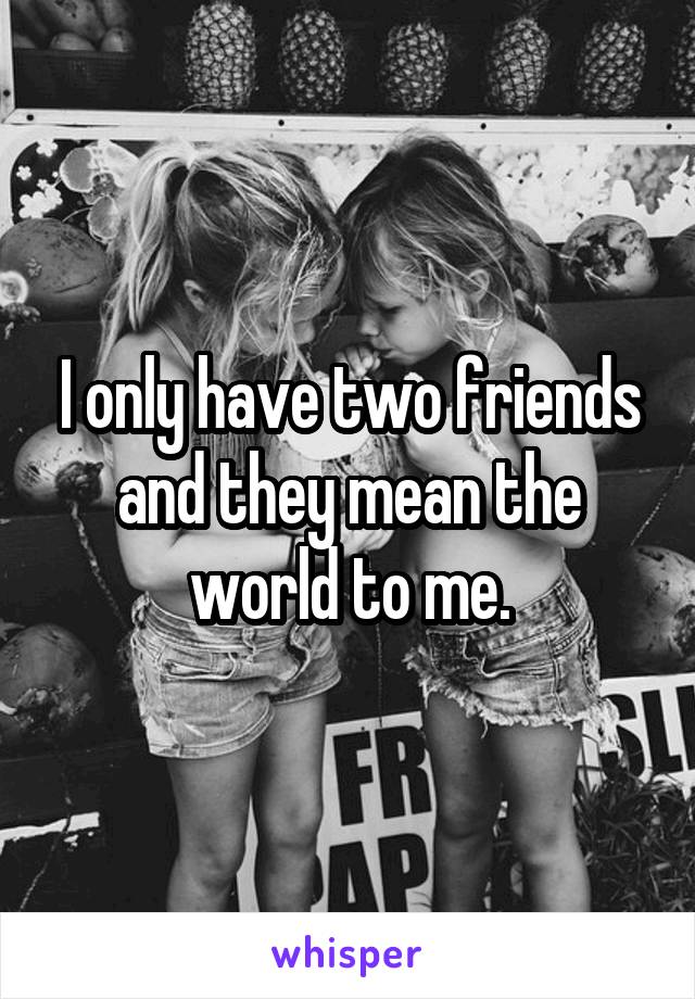 I only have two friends and they mean the world to me.