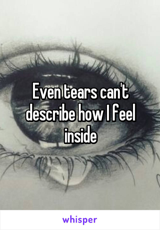 Even tears can't describe how I feel inside
