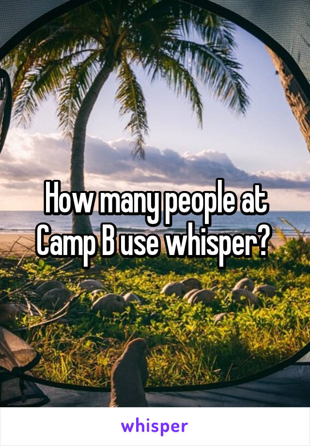 How many people at Camp B use whisper? 