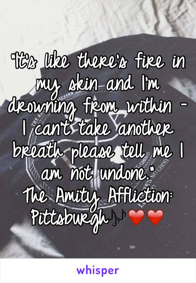 "It's like there's fire in my skin and I'm drowning from within - I can't take another breath please tell me I am not undone."
The Amity Affliction: Pittsburgh🎶❤️❤️