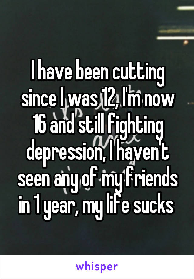 I have been cutting since I was 12, I'm now 16 and still fighting depression, I haven't seen any of my friends in 1 year, my life sucks 