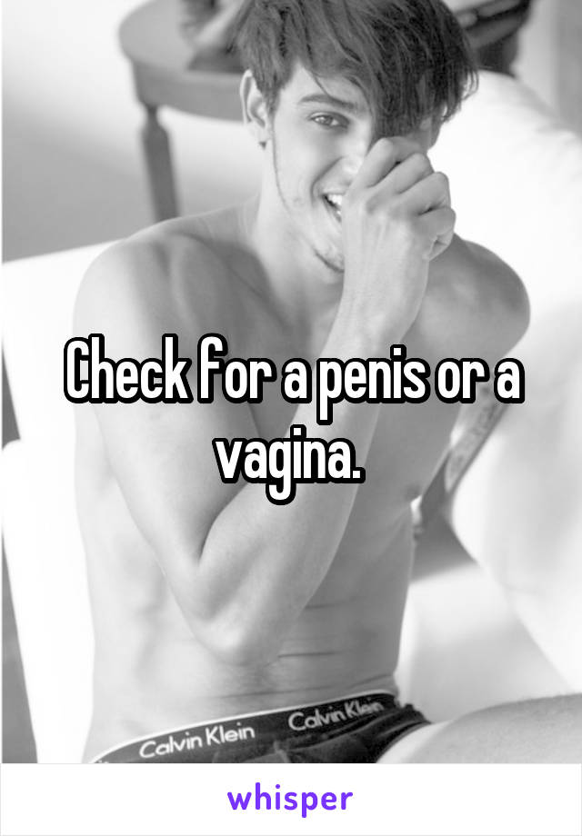 Check for a penis or a vagina. 