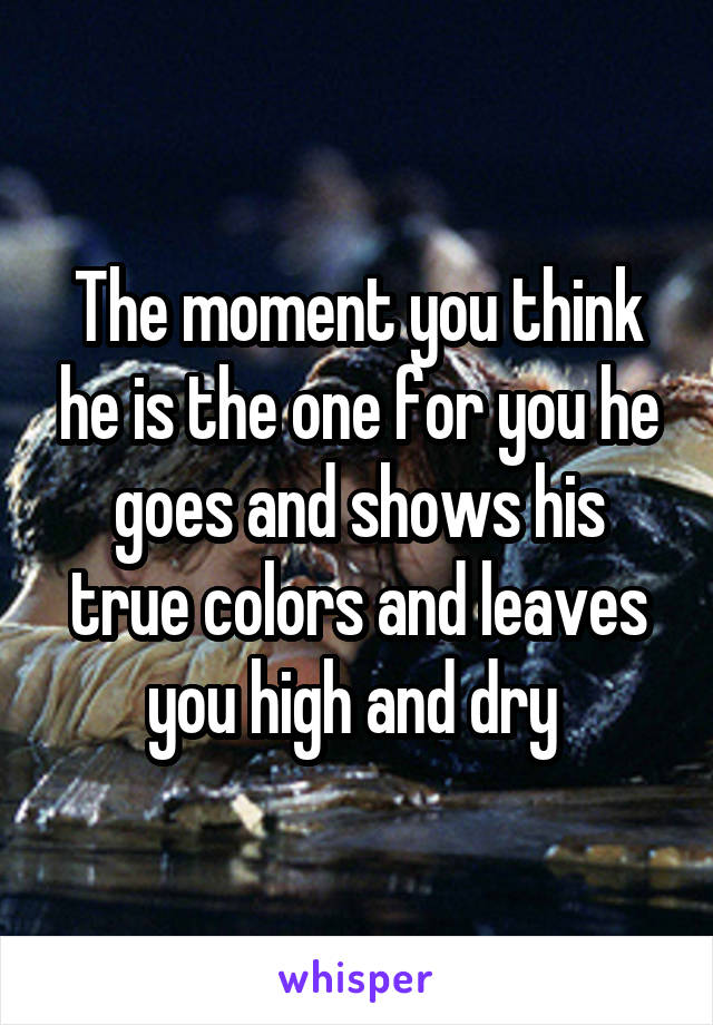 The moment you think he is the one for you he goes and shows his true colors and leaves you high and dry 