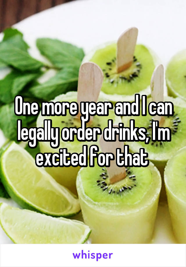 One more year and I can legally order drinks, I'm excited for that 