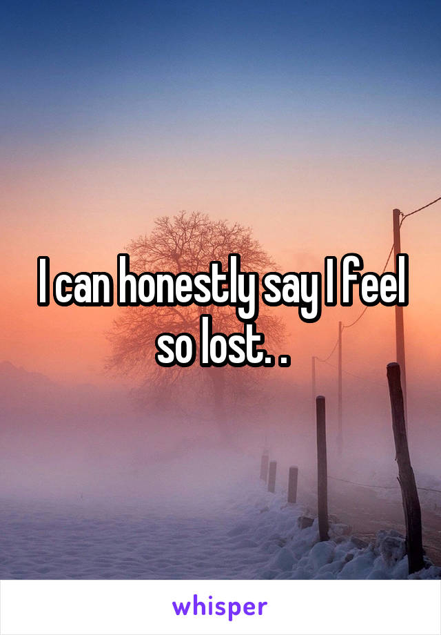 I can honestly say I feel so lost. .