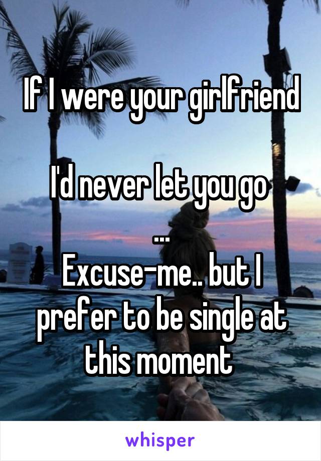 If I were your girlfriend 
I'd never let you go 
...
Excuse-me.. but I prefer to be single at this moment 