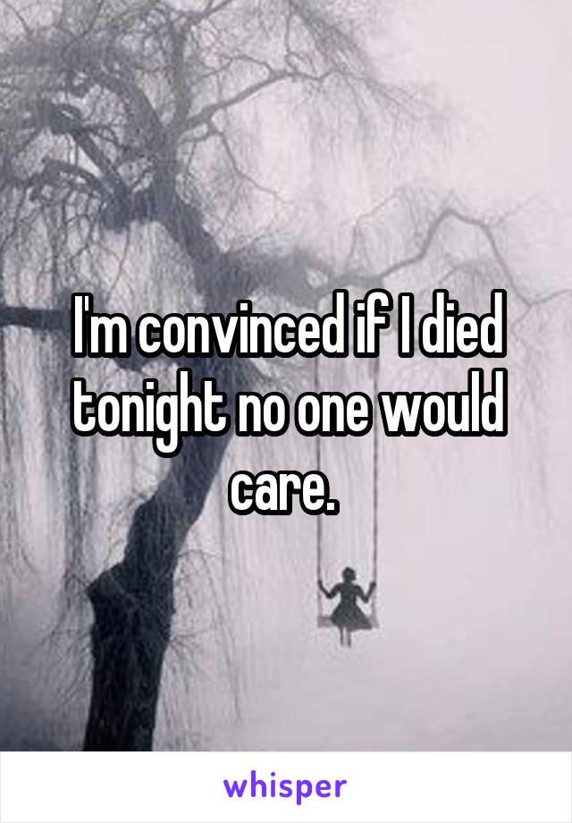 I'm convinced if I died tonight no one would care. 