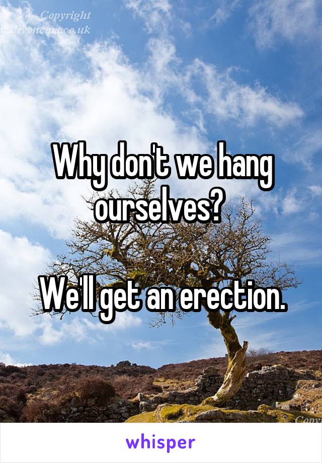 Why don't we hang ourselves? 

We'll get an erection.