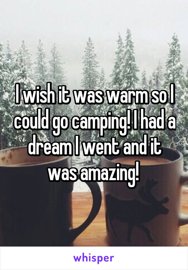 I wish it was warm so I could go camping! I had a dream I went and it was amazing! 