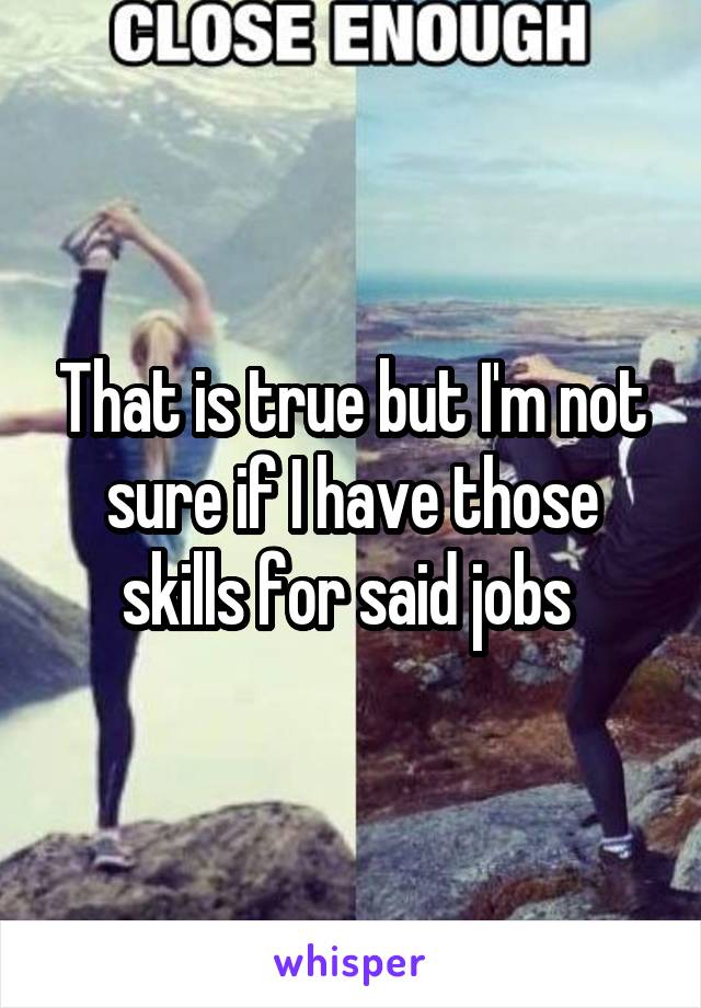 That is true but I'm not sure if I have those skills for said jobs 