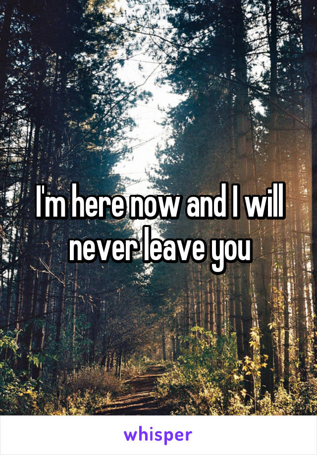 I'm here now and I will never leave you