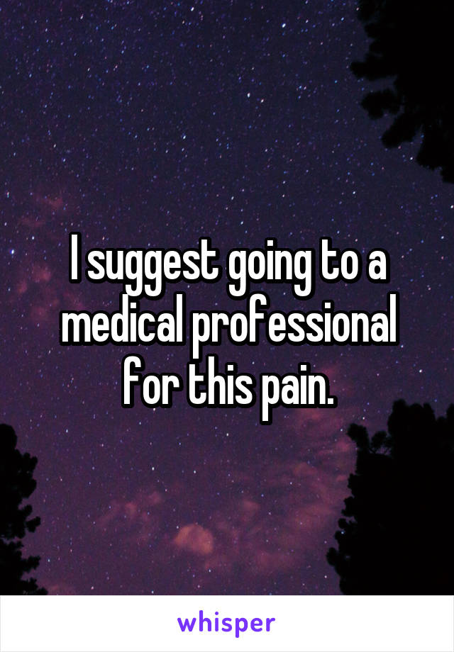 I suggest going to a medical professional for this pain.