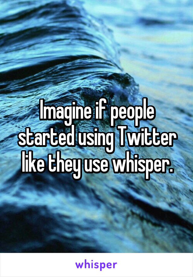 Imagine if people started using Twitter like they use whisper.
