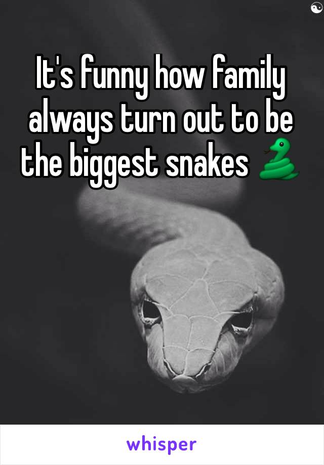 It's funny how family always turn out to be the biggest snakes 🐍 