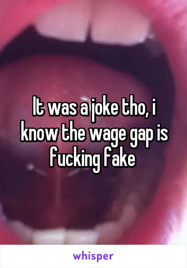 It was a joke tho, i know the wage gap is fucking fake 