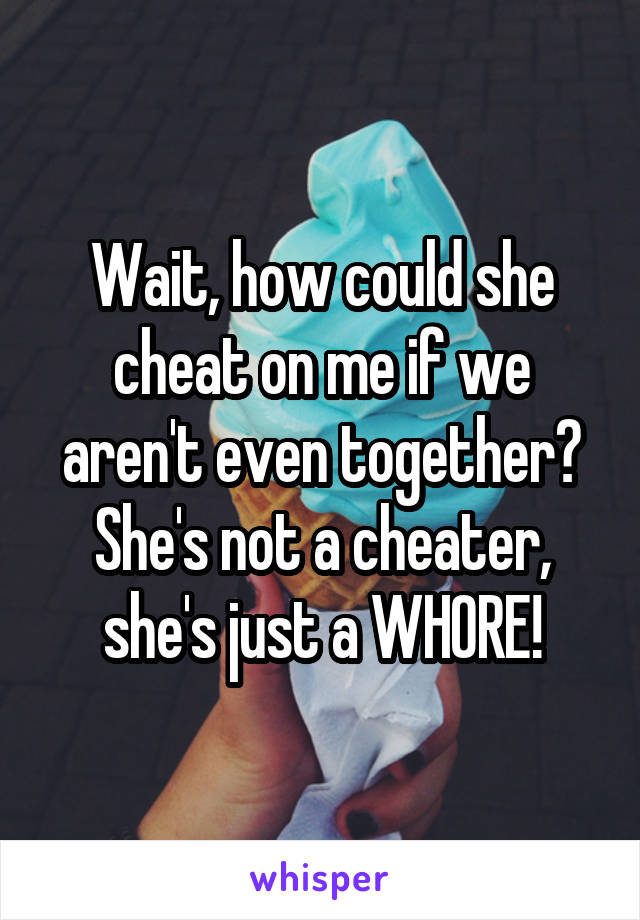 Wait, how could she cheat on me if we aren't even together? She's not a cheater, she's just a WHORE!