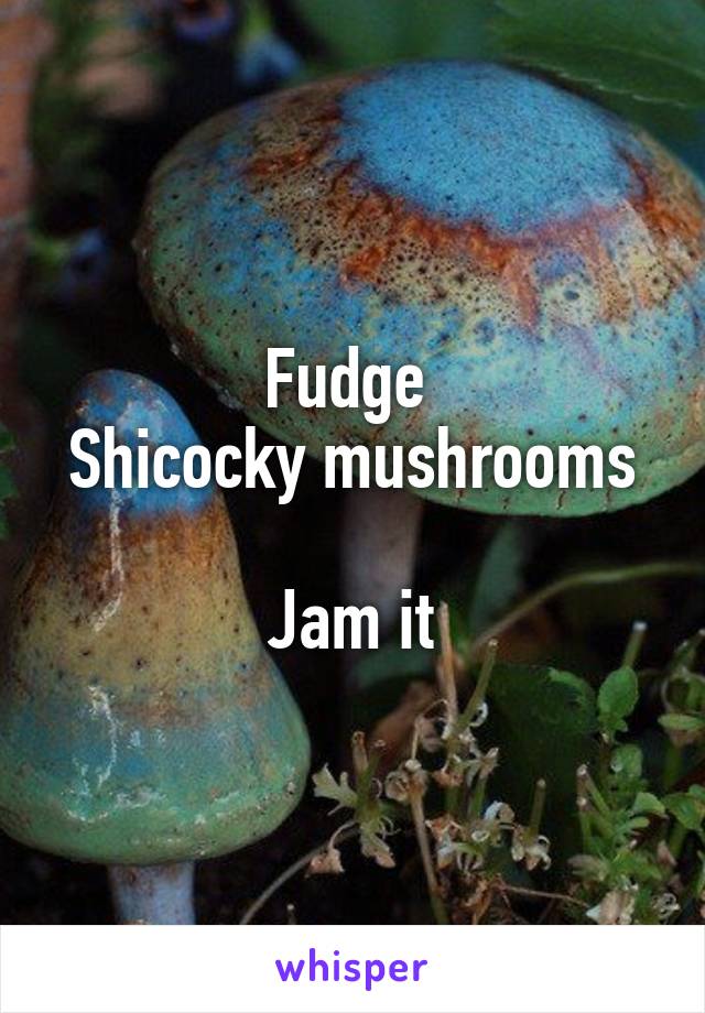 Fudge 
Shicocky mushrooms 
Jam it